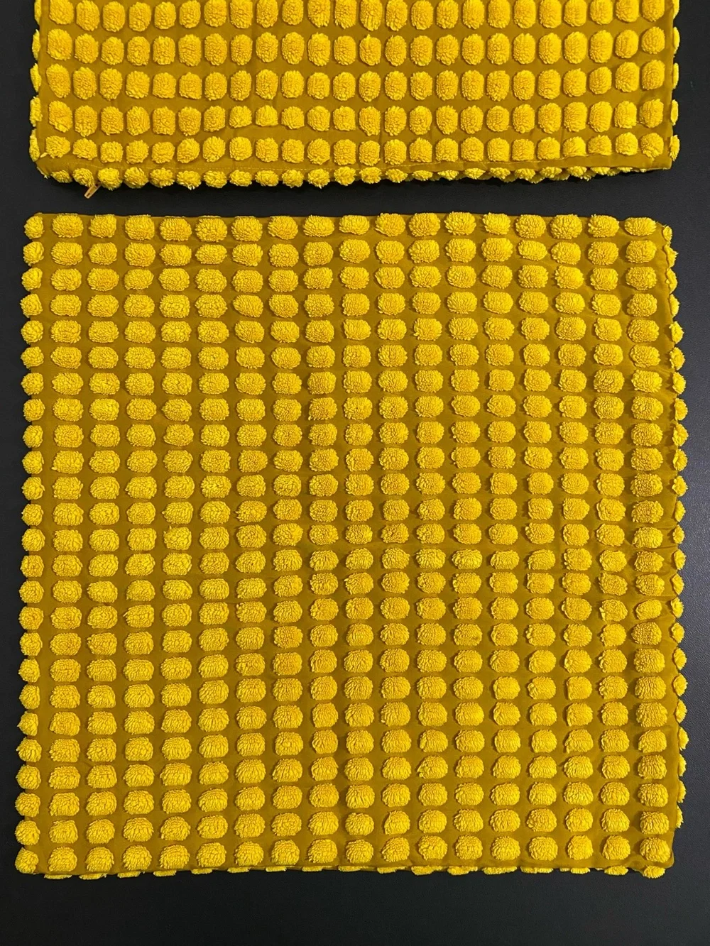 IKEA 2 Set Pom Pom Accent Pillow Covers Yellow 20x20 Throw Boho MCM 70s Cottage